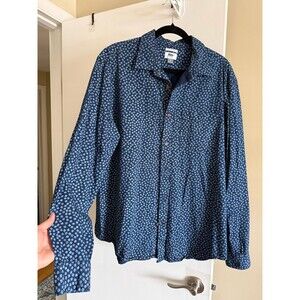 Old Navy Slim Fit Indigo Long Sleeve Button Down Shirt Blue Shamrock Mens XL